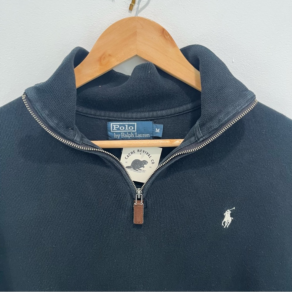 POLO BY RALPH LAUREN Men's Black Half-Zip Sweater Black | Men’s medium - Picture 3 of 7